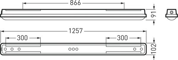LED-Feuchtraumleuchte 17W 4000K 2400lm gr Konv Dimmung DALI IP66 1257x102x91mm