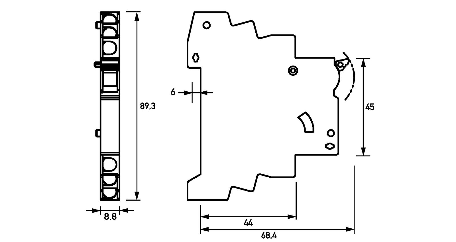 Hilfsschalter 1S Leitungsschutzschalt 10A 240V 0,5TE