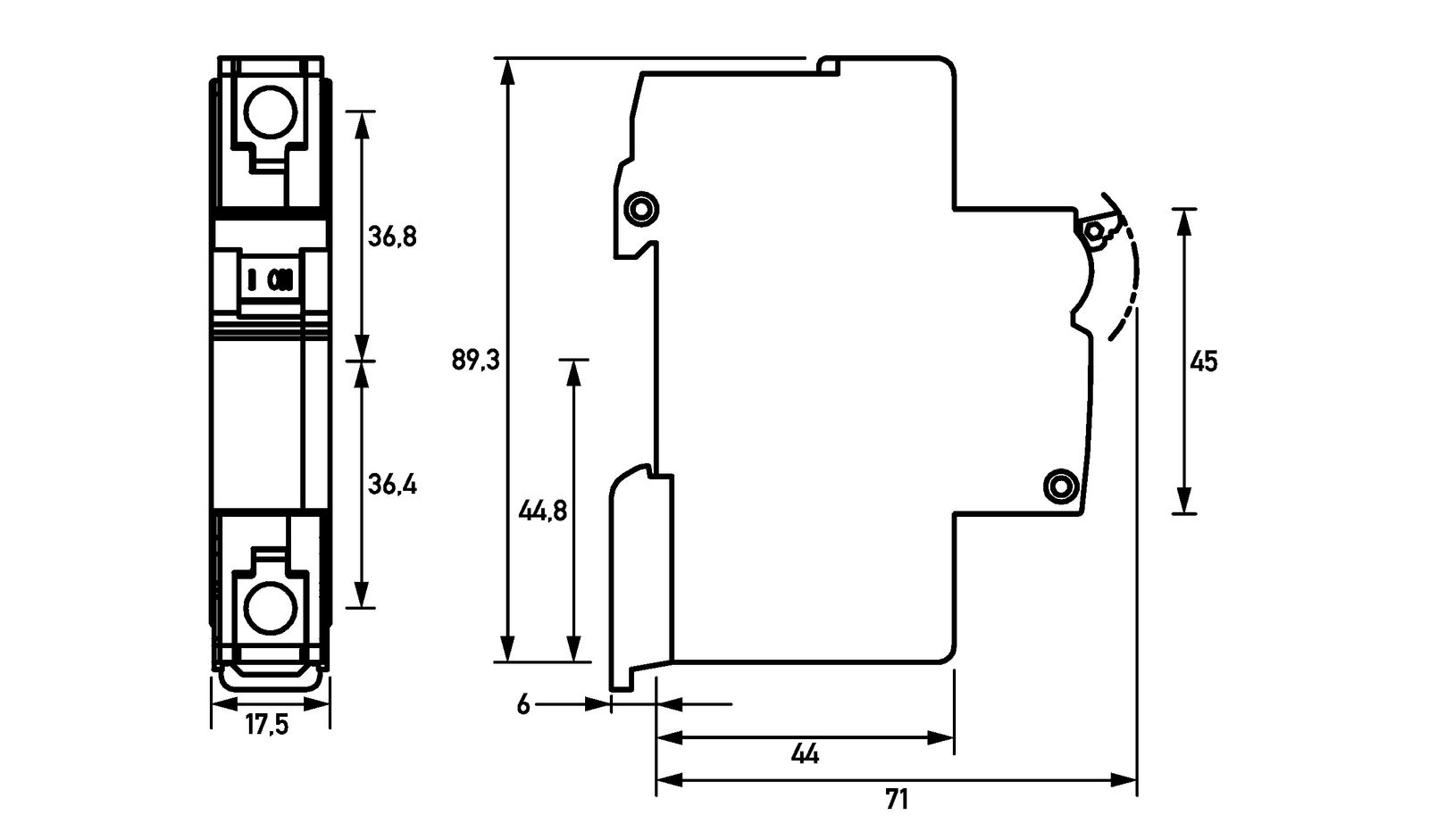 Leitungsschutzschalter UC C 2A 1p 277V 1TE 16,67-400Hz IP20