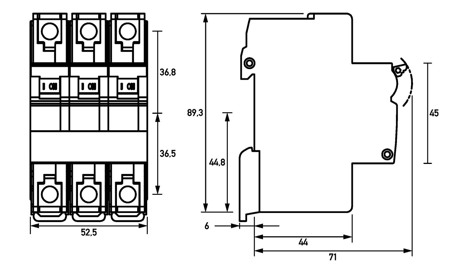 Leitungsschutzschalter AC G 5A 3p 480V 3TE 16,67-400Hz IP20