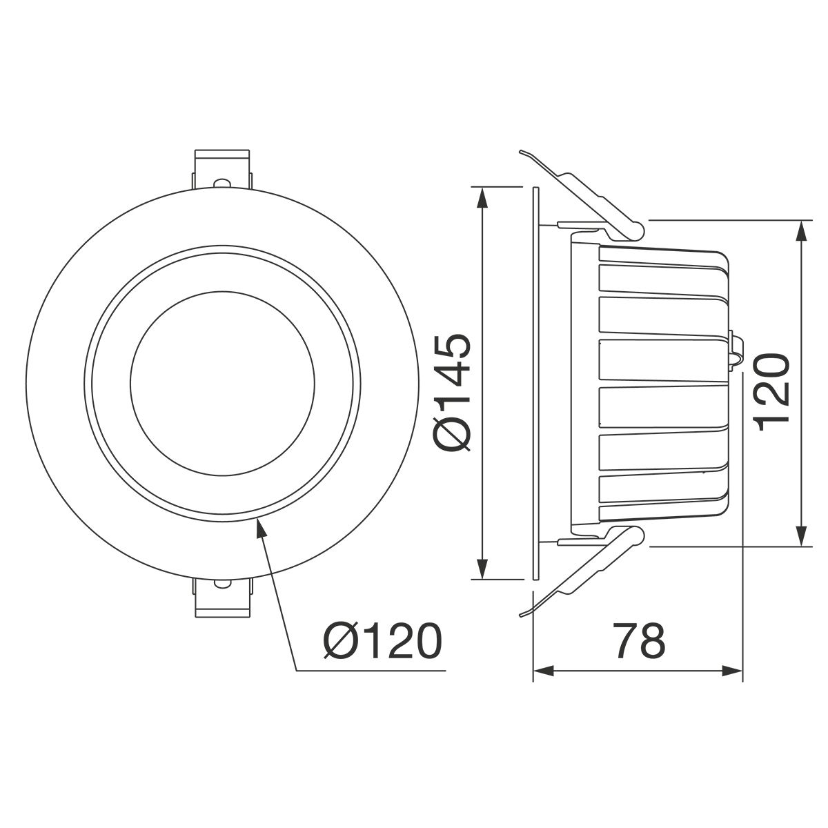 LED-Einbaustrahler 18W ELIA 3000K 1700lm Konv 1LED Alu IP54 ws mt mediumstrahlend