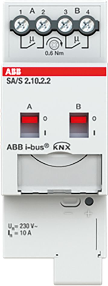 Schaltaktor KNX REG 2TE 2Ausg 10A 2500W 230V Vor Ort-/Handbedienung