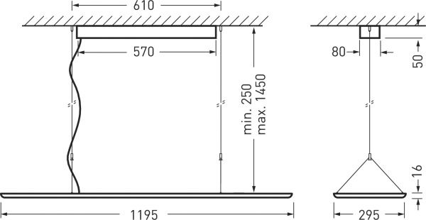 LED-Pendelleuchte 40W 4000K 4400lm Konv sym 1LED LED nicht austauschbar IP20