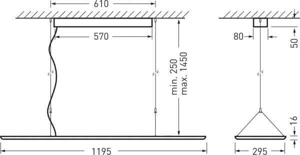 LED-Pendelleuchte 40W 4000K 4400lm Konv sym 1LED LED nicht austauschbar IP20