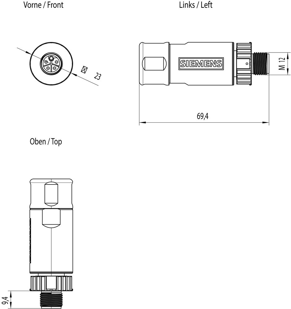 Rundsteckverbinder Stift 1,5-2,5qmm ger 1,5qmm IP67