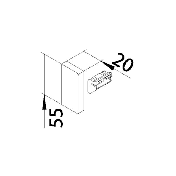 Endstück SL-K 55mm li/re ver-ws RAL9016 hfr