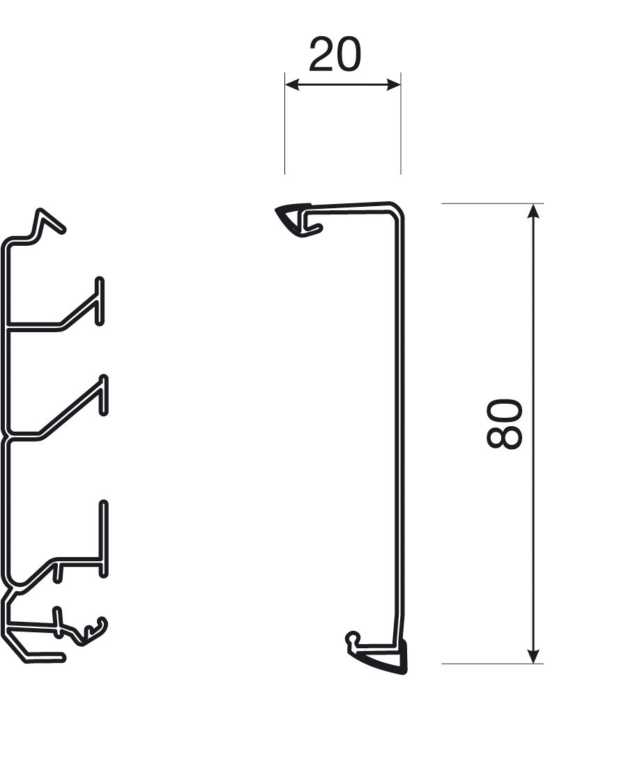 Oberteil SL-K 80mm Kst ver-ws RAL9016