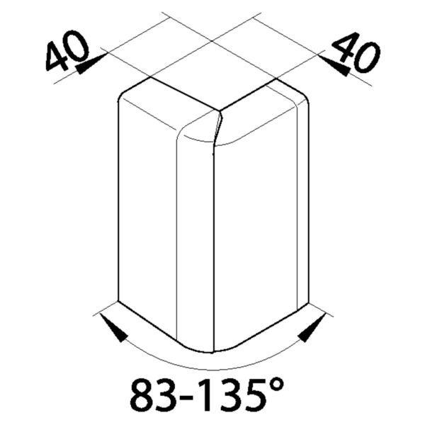 Außeneck SL-K 115mm Kst 83-135° ver-ws HFT RAL9016 hfr