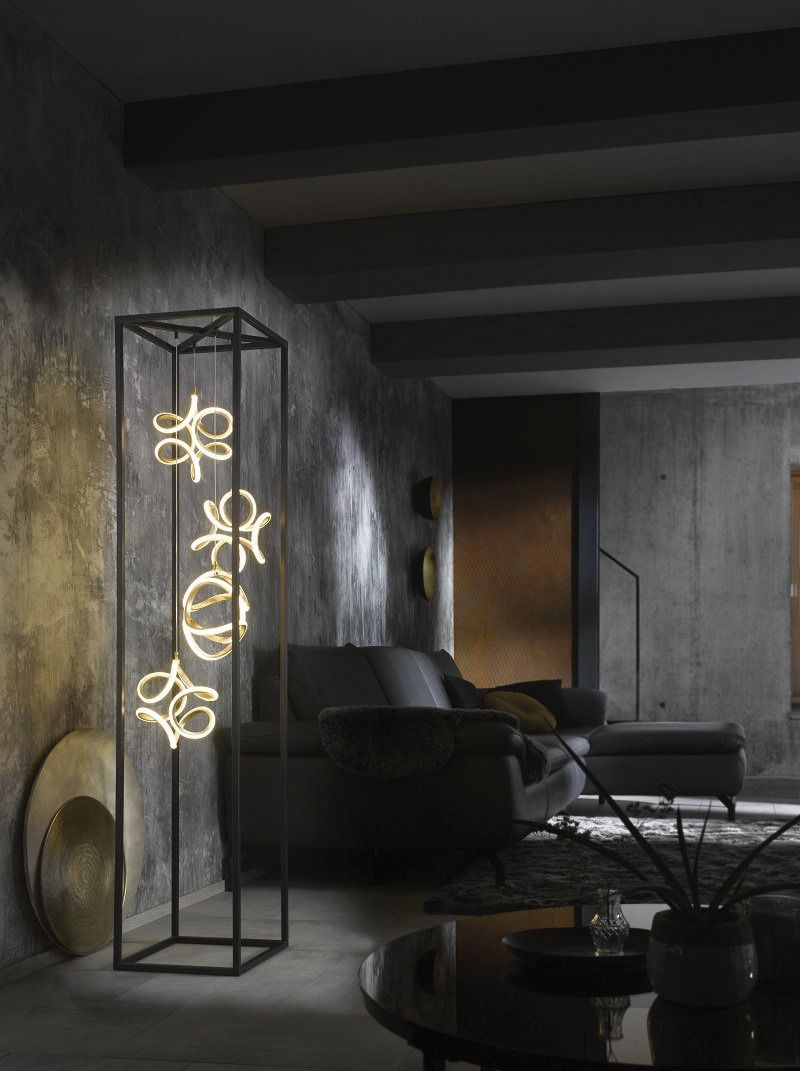 LED-Stehleuchte 52W Gesa 3000K 7600lm sw Konv 4LEDs elektr.Trafo dir/indir