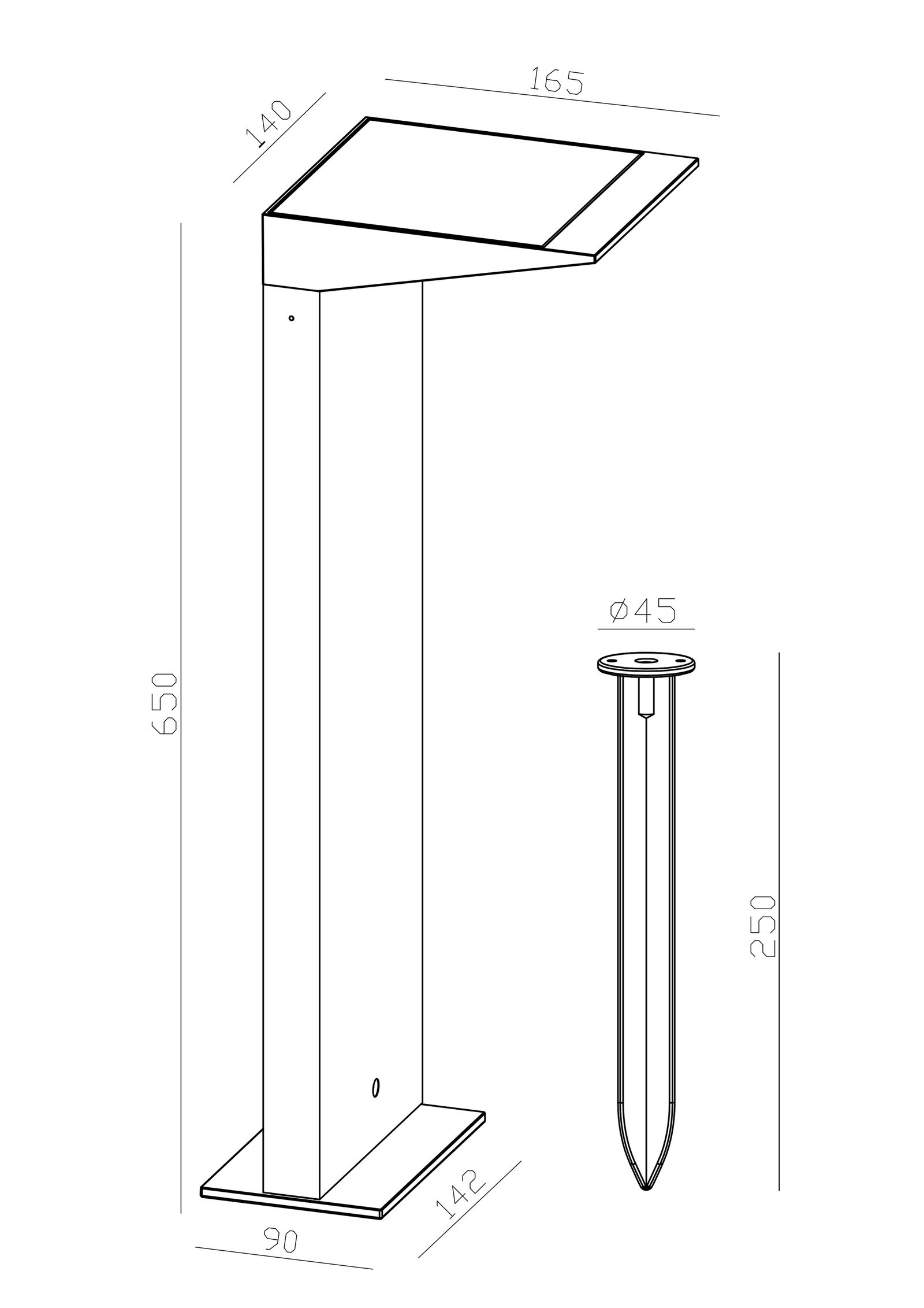 LED-Pollerleuchte 2,2W Solar IP54 3000K 143lm 1LED anth Alu Kst_tr BWM