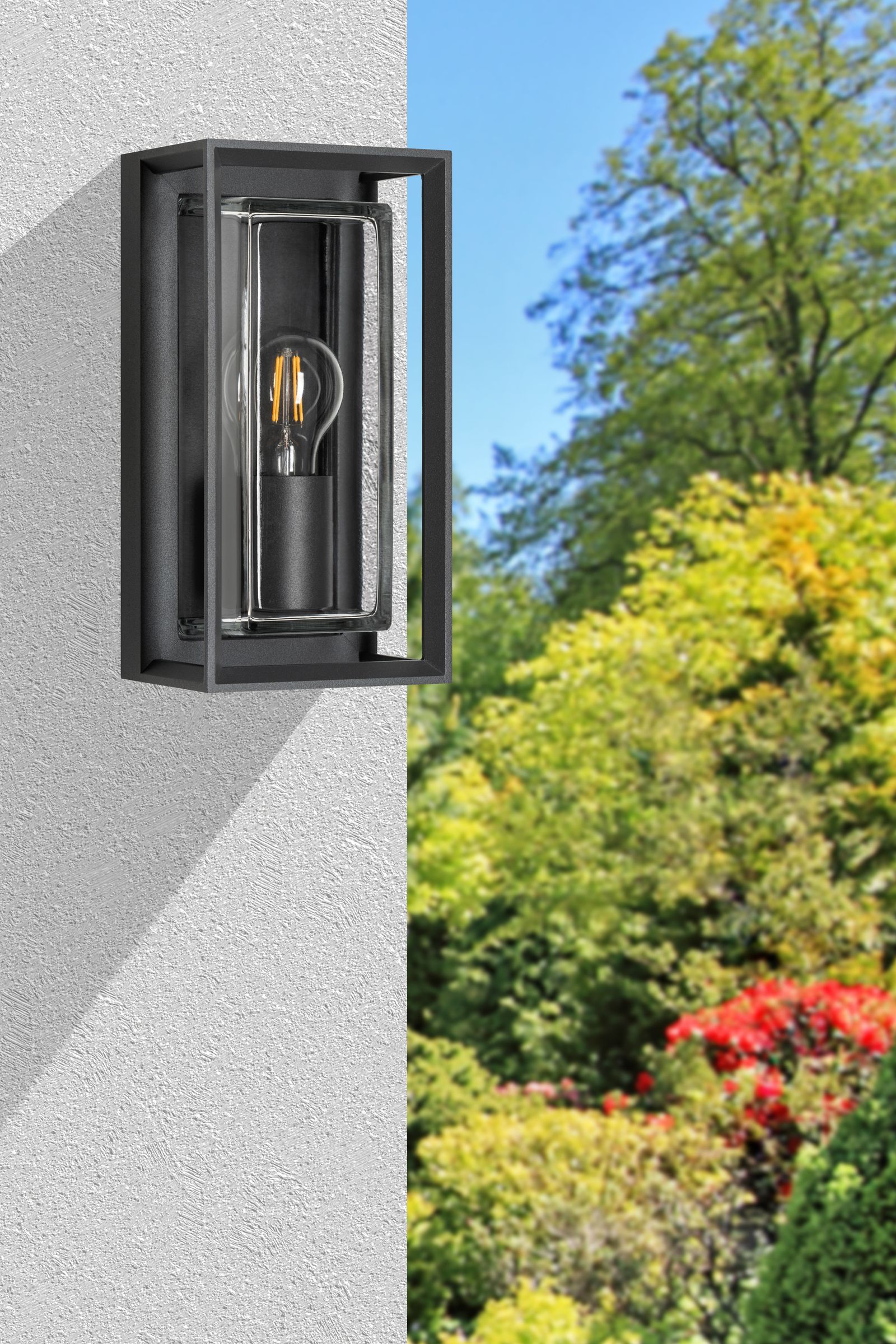 Glasleuchte 20W HV graphit IP65 E27 118x131x256mm