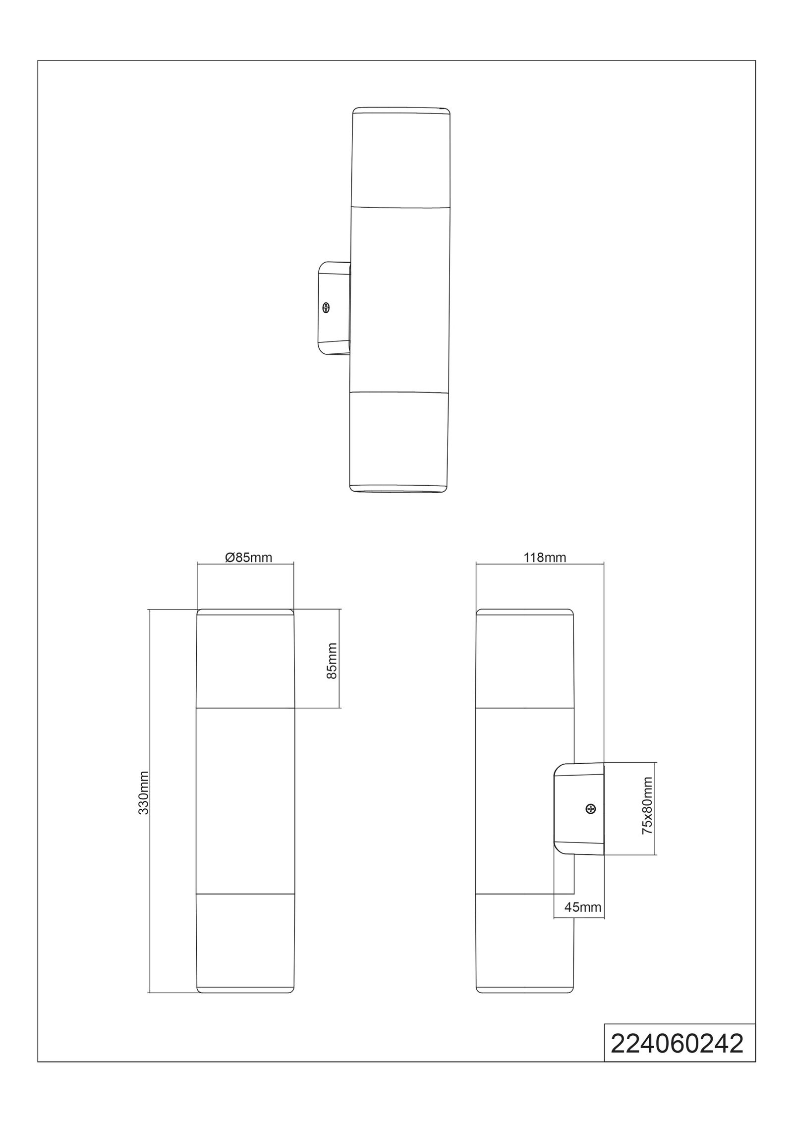 Up/Down Leuchte HOOSIC 2x28W HV anth E27 UP and Down IP44 Ø85x330mm