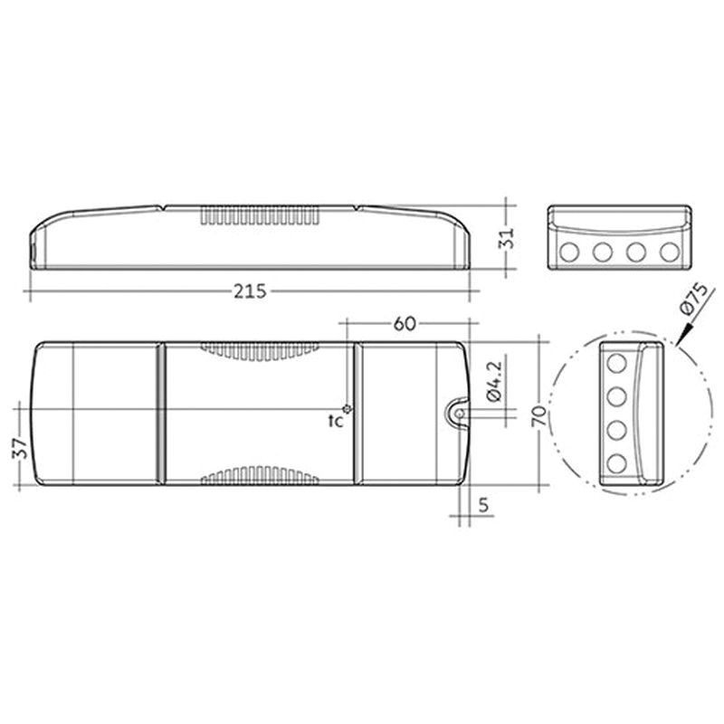 LED-Steuerung 38W 0,7-700mA 50V IP20 dyn Kstgeh 215x70x31mm