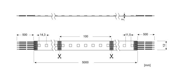 LED-Lichtband 12W/m rgbw 3000K 70Stk/m IP00 LED nicht austauschbar 1000mm DC