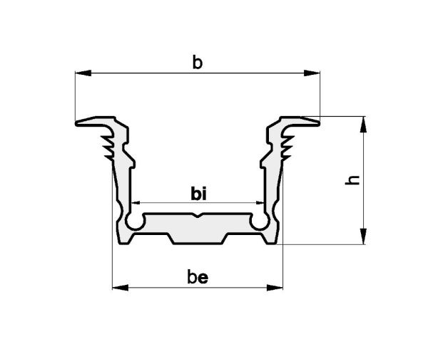 Einbauprofil alu Alu 2000x25x13mm