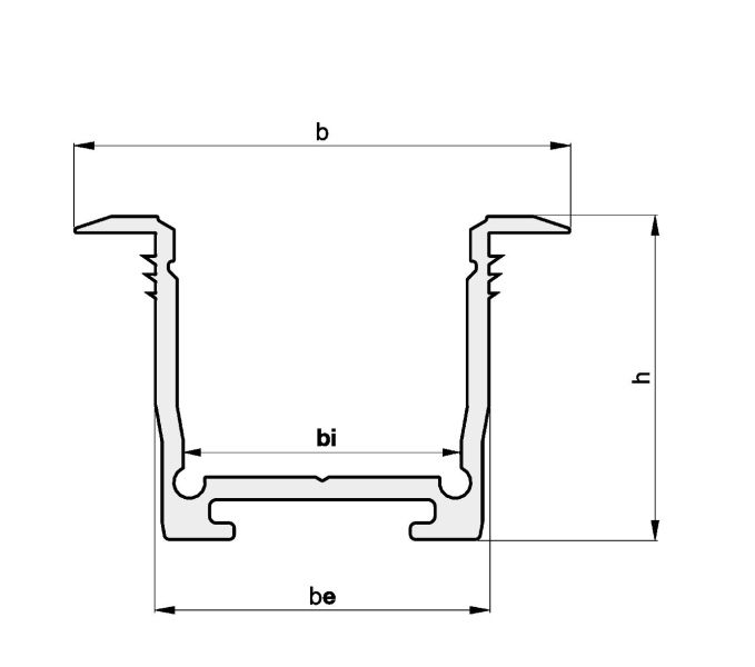 Einbauprofil alu Alu 1000x40x25,9mm