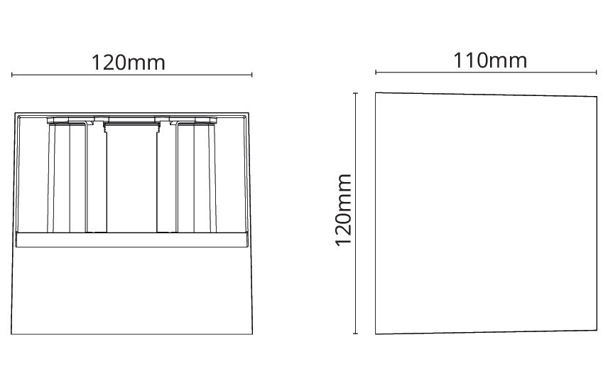 LED-Up/Down Leuchte ARTES 8W 3000K 480lm ws Konv Dimmung Phasenabschnitt IP65