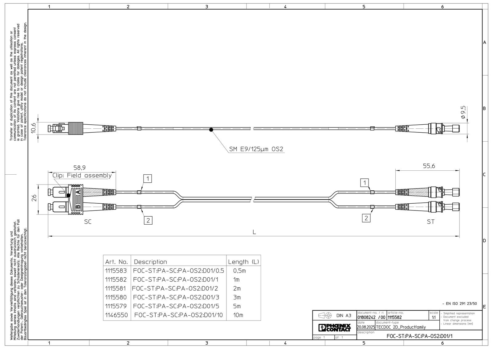 LWL-Patchkabel ST-D/SC-D SM OS2 1m ge