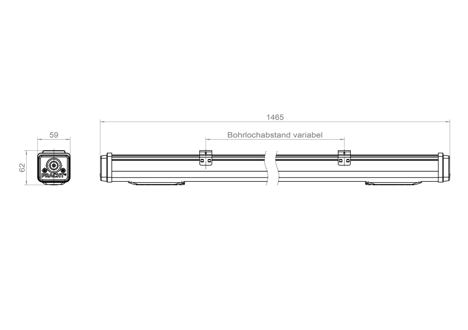 LED-Feuchtraumleuchte KATLA Remade 24W 4000K 3800lm ws Konv IP66 1465x59x62mm