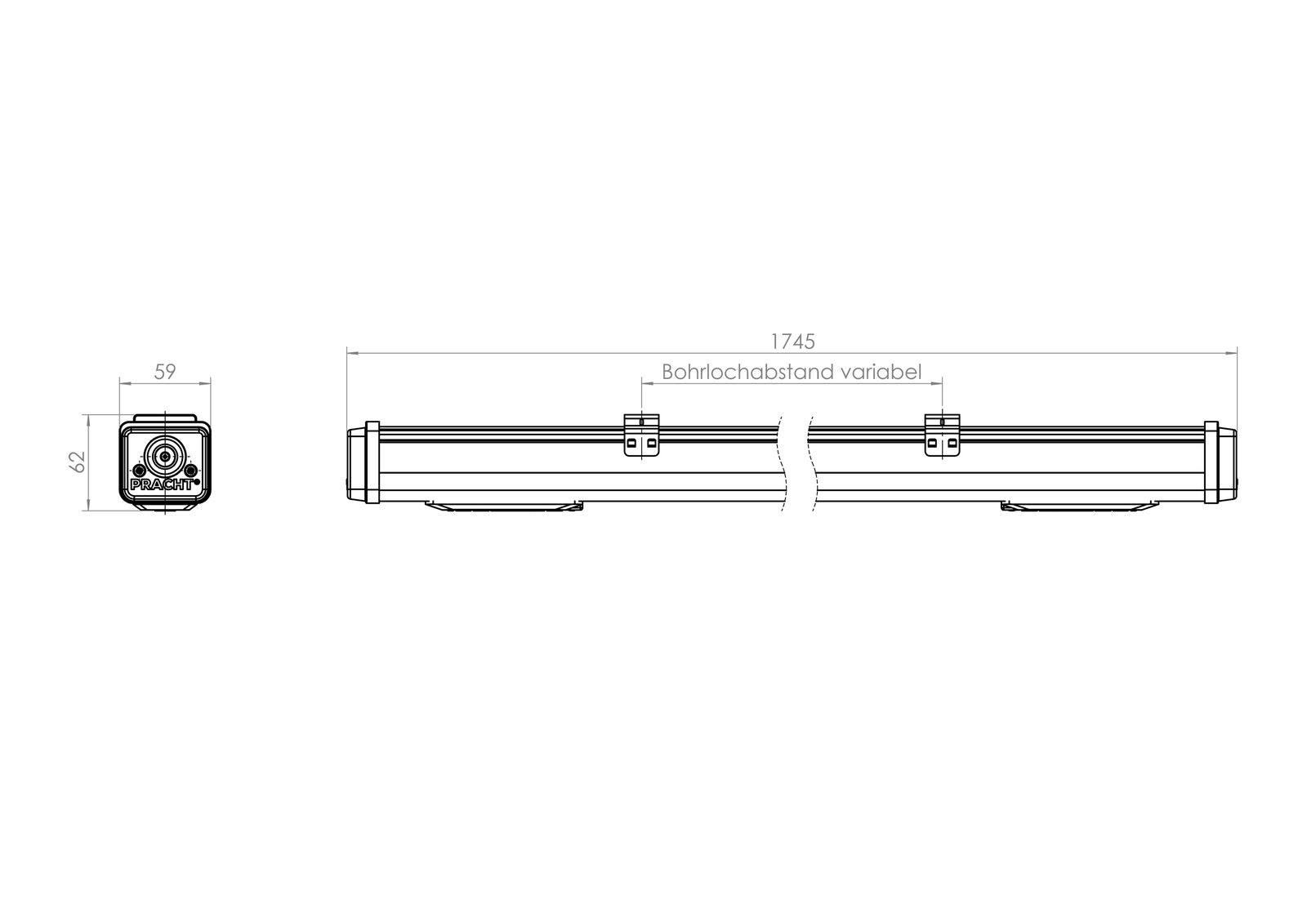 LED-Feuchtraumleuchte KATLA Remade 41W 4000K 6700lm ws Konv IP66 1745x59x62mm