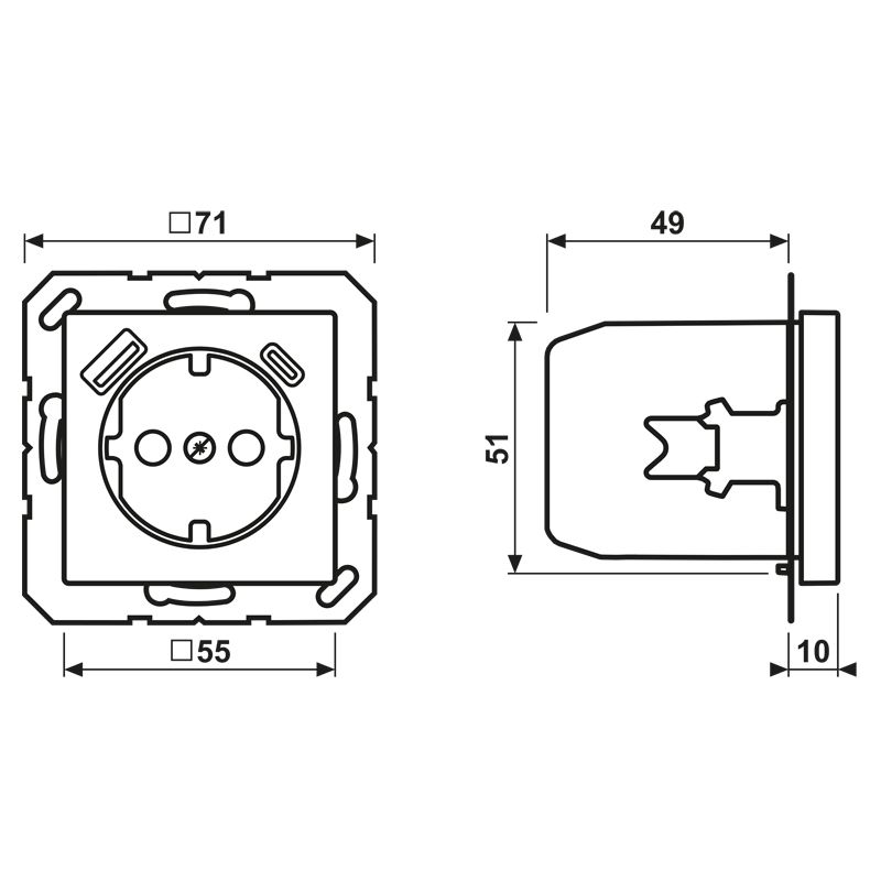 Steckdose 1f champ mt A 1USB-A 1USB-C UP m.BS Mit erhöhtem Berührungsschutz IP20