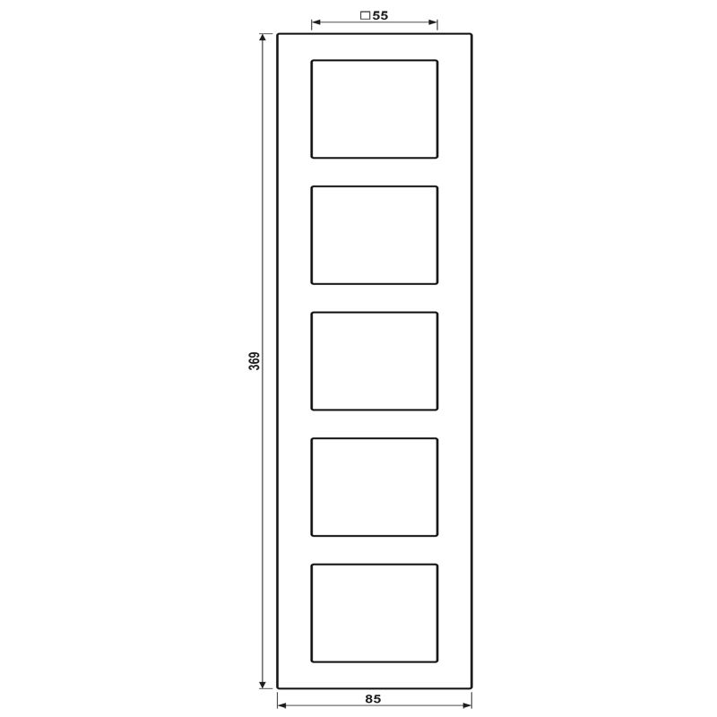 Rahmen 5f ws mt A / A 550 Kst f.GEB-K Unterputzmontage Thermopl