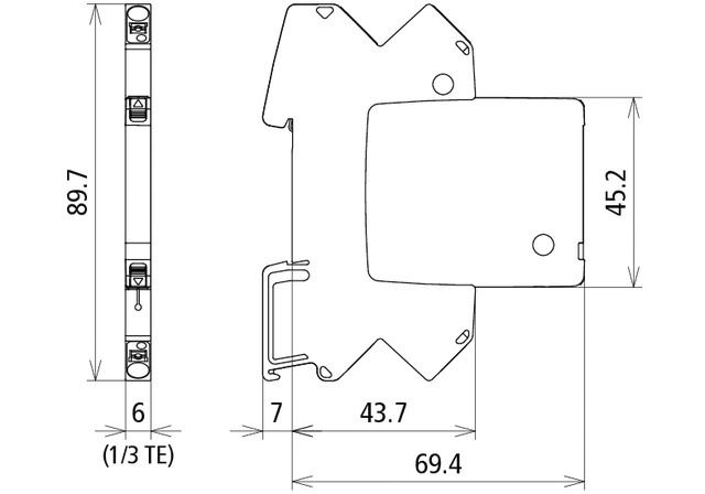 Kombiableiter 5VDC 42Va-a 600Va-e TS35 Hutschiene TH35 3kA Klemm