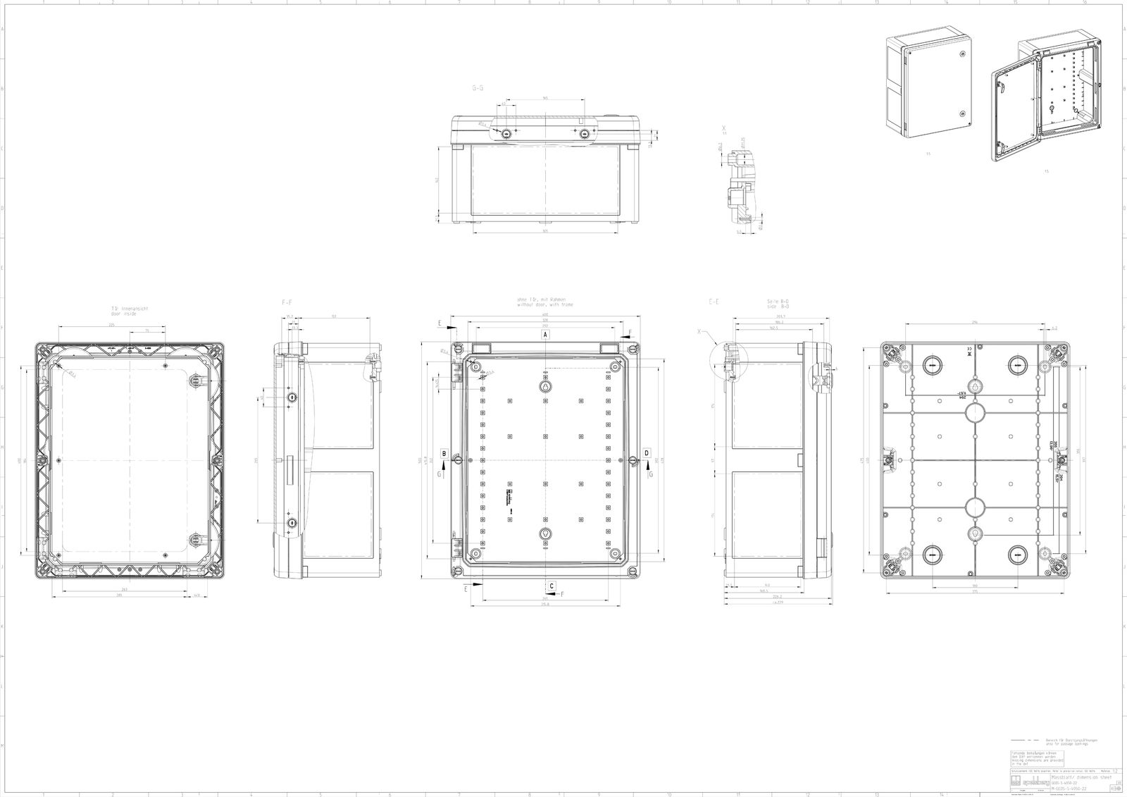 Schaltschrank Kst IP66 B400xH500xT226mm unbeh RAL7035 Koppelbar Mit Sichttür