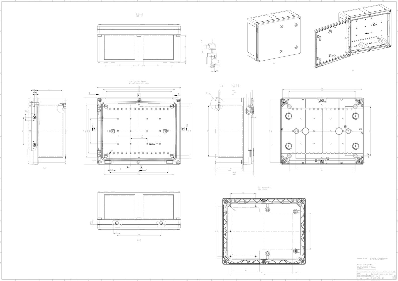 Schaltschrank Kst IP66 B500xH400xT226mm unbeh RAL7035 Koppelbar Mit Sichttür