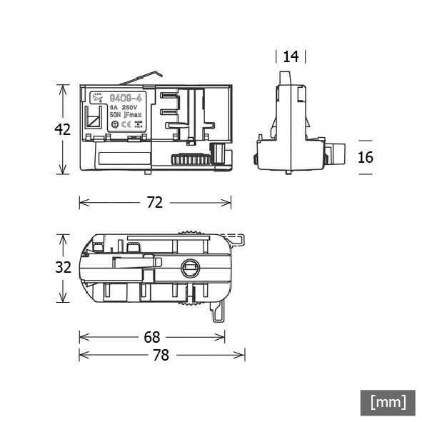 Leuchtenanschlussadapter Stromschienen sw 3p 72mm