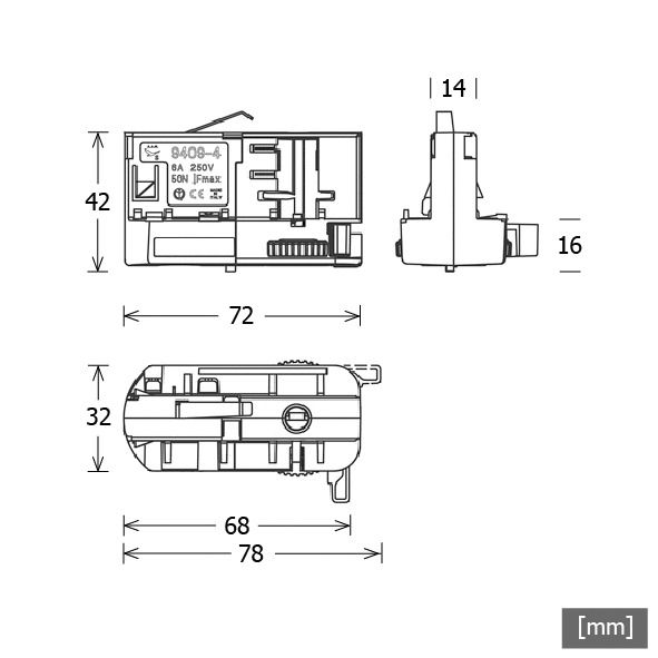 Leuchtenanschlussadapter Stromschienen ws 3p 72mm