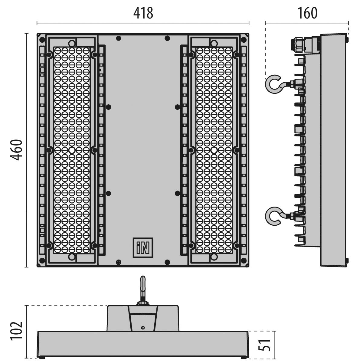 LED-Hallenleuchte 68W LAMA+S/EW 4000K 9604lm 1LED sym Konv IP66