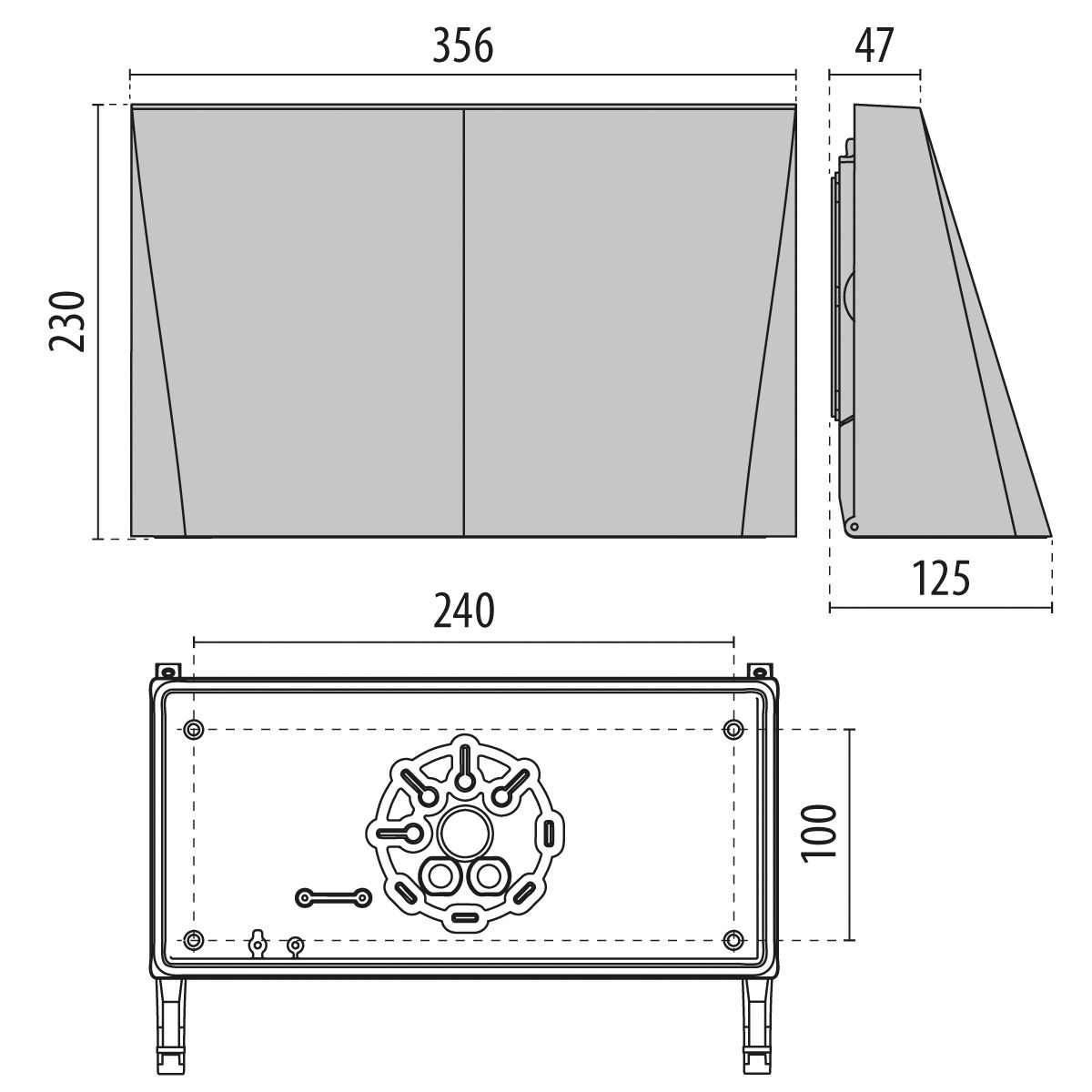 LED-Wandanbauleuchte SHIELD+2 52W 4000K 6070lm anth IP66 Notlicht 125x356x230mm