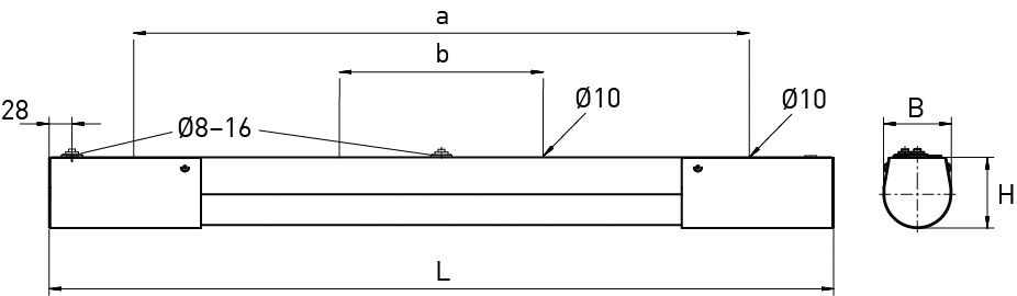 LED-Feuchtraumleuchte ZUG AL 20W 4000K 3420lm ws Konv IP65 1566x88x97mm