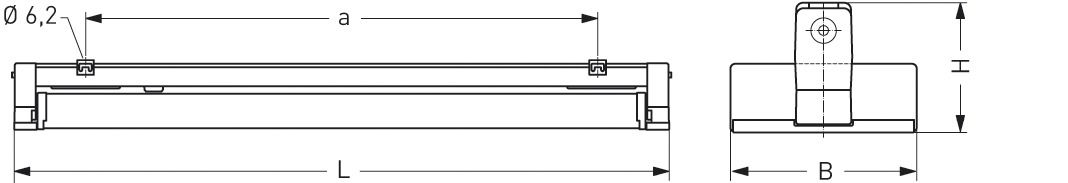 LED-Deckeneinbauleuchte GERA 36W 4000K 6570lm ws Konv IP65 1551x192x132mm