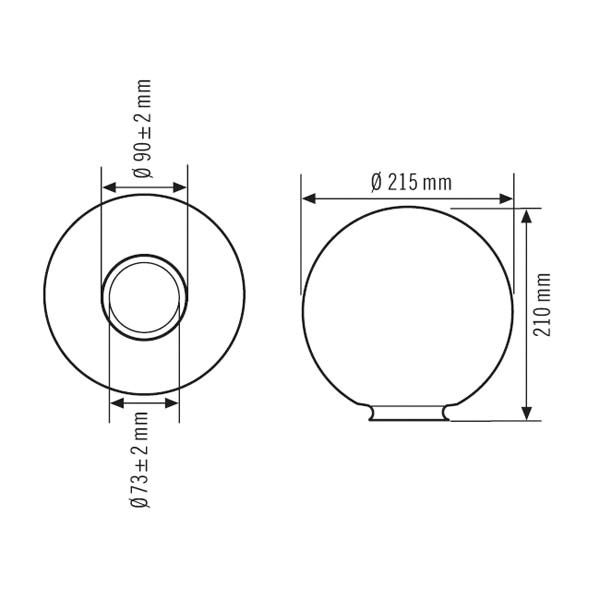 Ersatzglas 360° AL sym direkt Glas Ø215x210mm