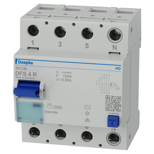 FI-Schutzschalter A 4p 400V 125A 0,5A 4TE REG 10kA 0,25kA/stoß