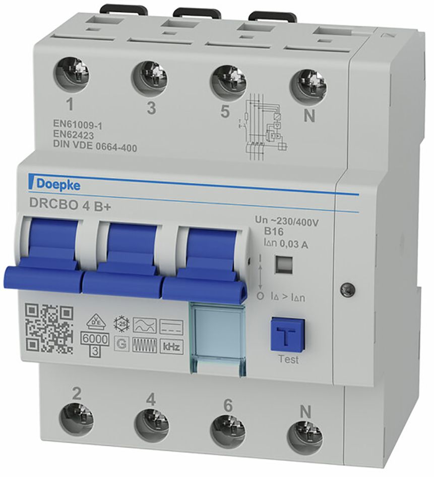 FI/LS-Schutzschalter B16 4p 0,03A B+ 6kA 4,5TE 3p 400V