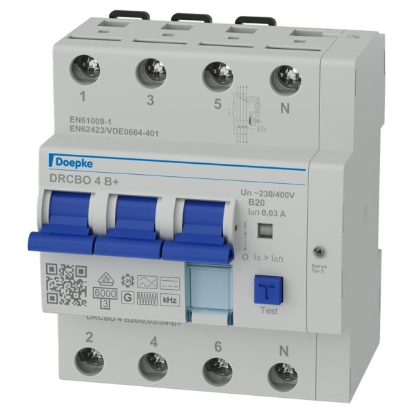 FI/LS-Schutzschalter B20 4p 0,03A B+ 6kA 4,5TE 3p 400V