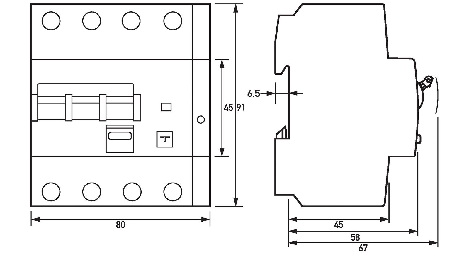FI/LS-Schutzschalter B20 4p 0,03A B+ 6kA 4,5TE 3p 400V