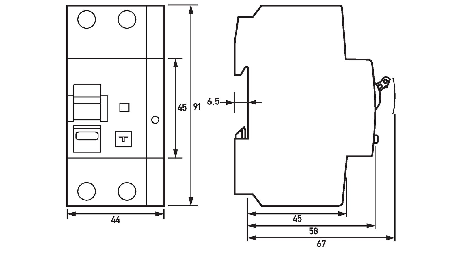 FI/LS-Schutzschalter B16 2p 0,1A B+ 6kA 2,5TE 1p 230V