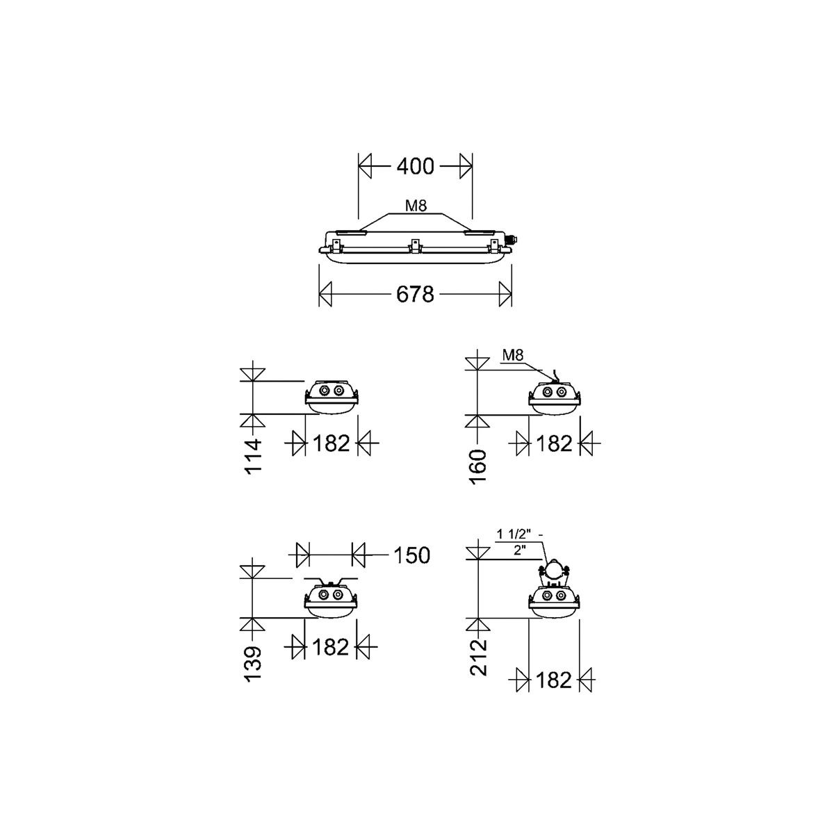 Ex-Anbauleuchte 15W Kst LED 1/2 21/22 IP66 LED nicht austauschbar 2170lm