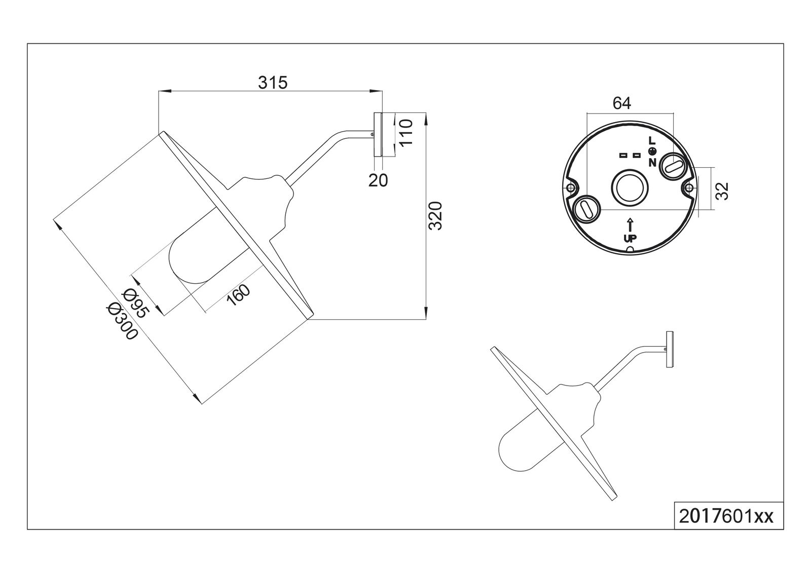 Wandanbauleuchte BRENTA 40W HV rost IP44 E27