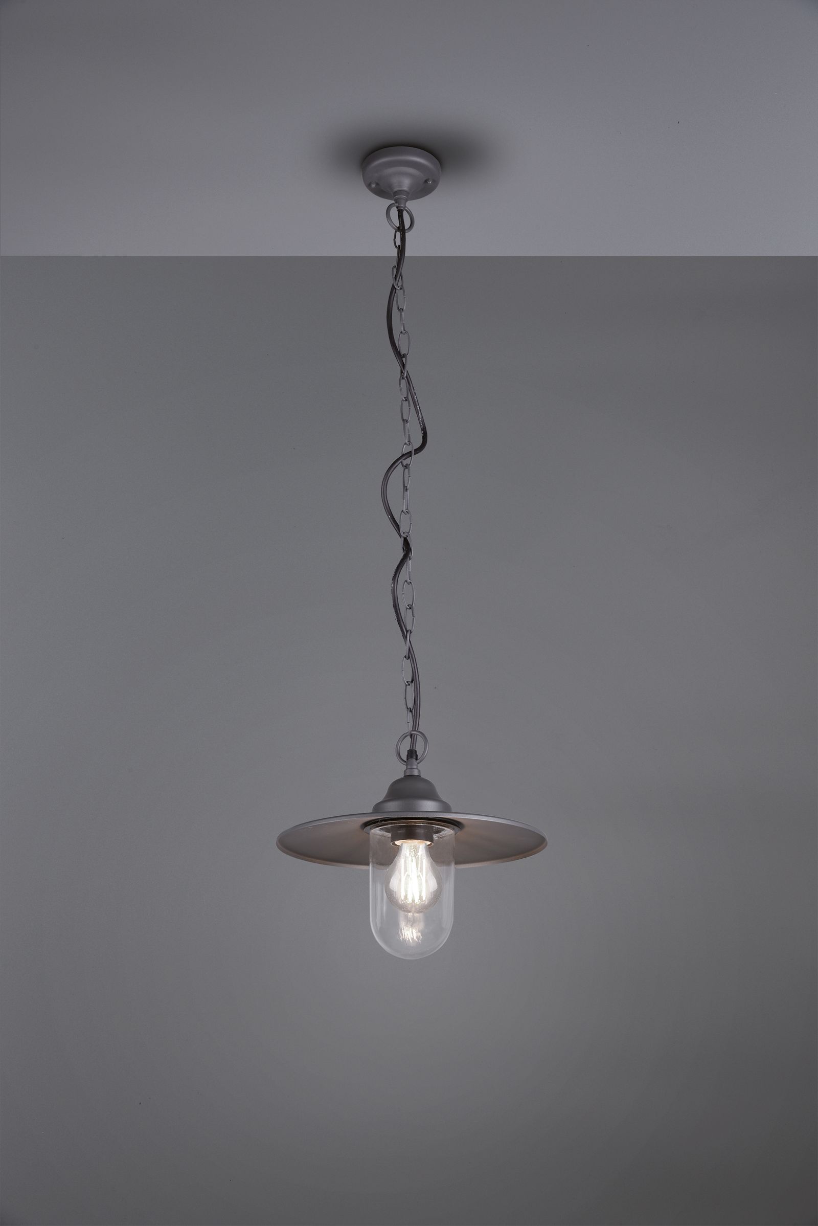 Pendelleuchte 40W BRENTA HV anth E27 sym IP44 Ø300mm