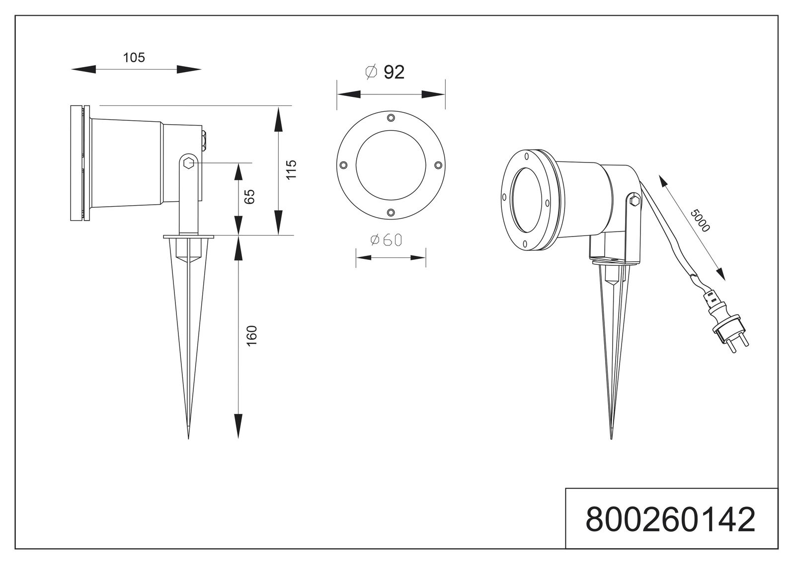 LED-Wegeleuchte 28W UBANGI IP65 anth Alu 1LED GU10 Gl_tr