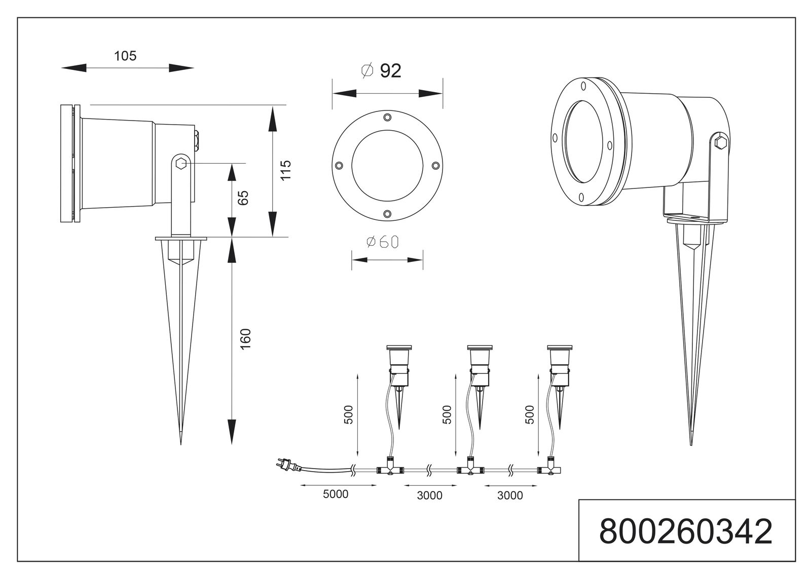 LED-Wegeleuchte 84W UBANGI IP65 anth Alu 3LEDs GU10 Gl_tr