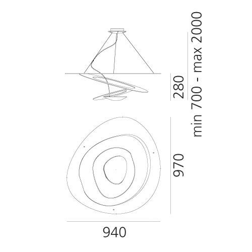 LED-Pendelleuchte 44W Pirce 2700K 3761lm Konv 1LED LED nicht austauschbar sym