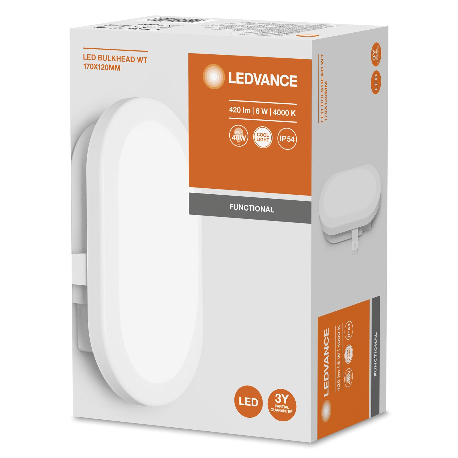 LED-Ovalanbauleuchte 5,5W 4000K 450lm ws Konv IP54 117x168x70mm