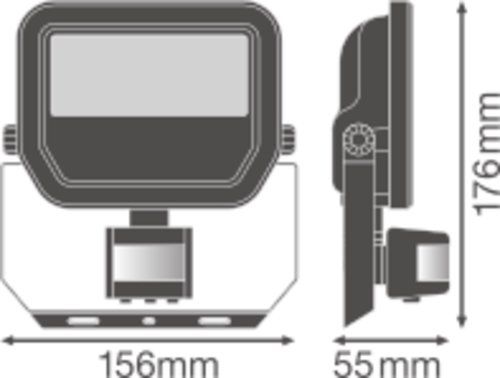 LED-Anbaustrahler 20W Floodlight 3000K 2200lm Konv 1LED Alu IP65 sw mt BWM
