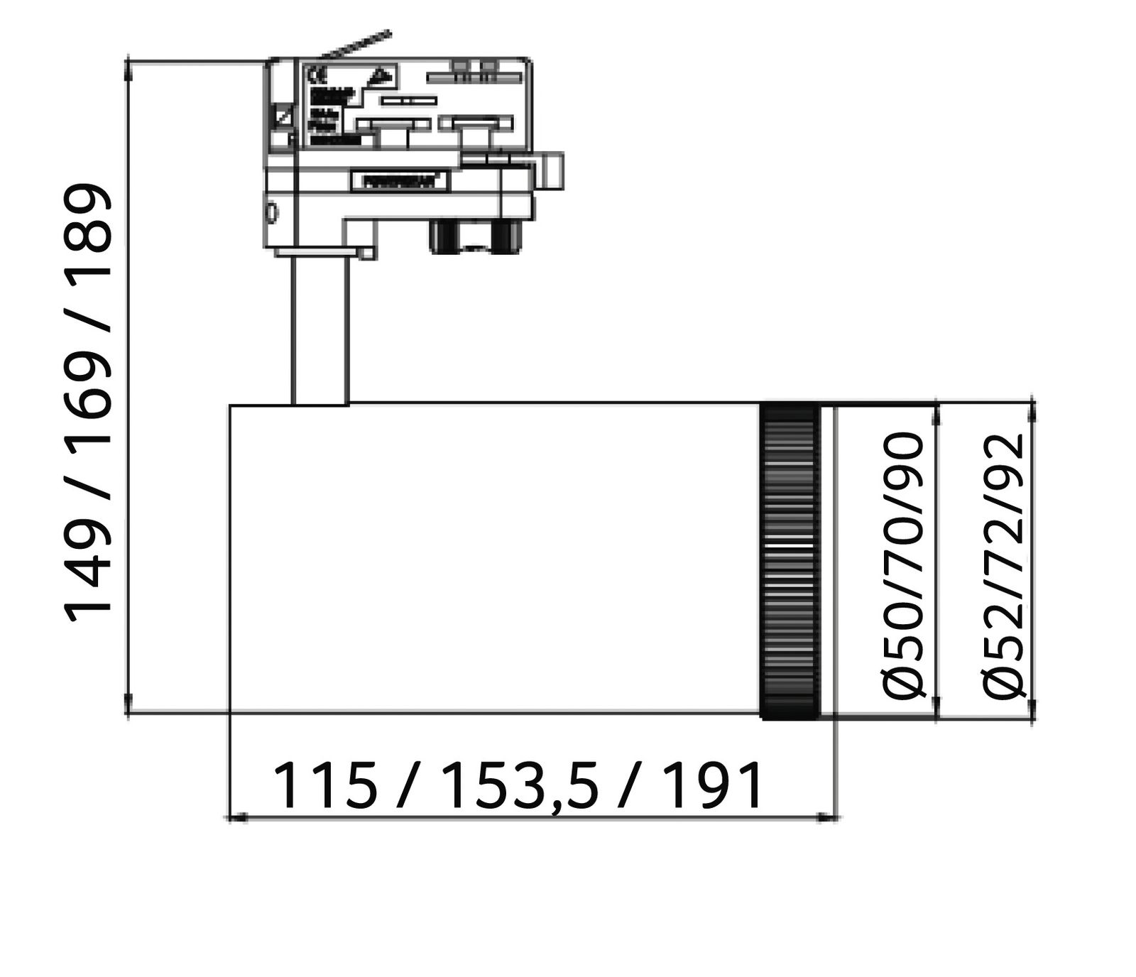 LED-Schienenstrahler 30W DLZO 4000K 1LED 2400lm Konv Alu IP20 sw mt 3Ph